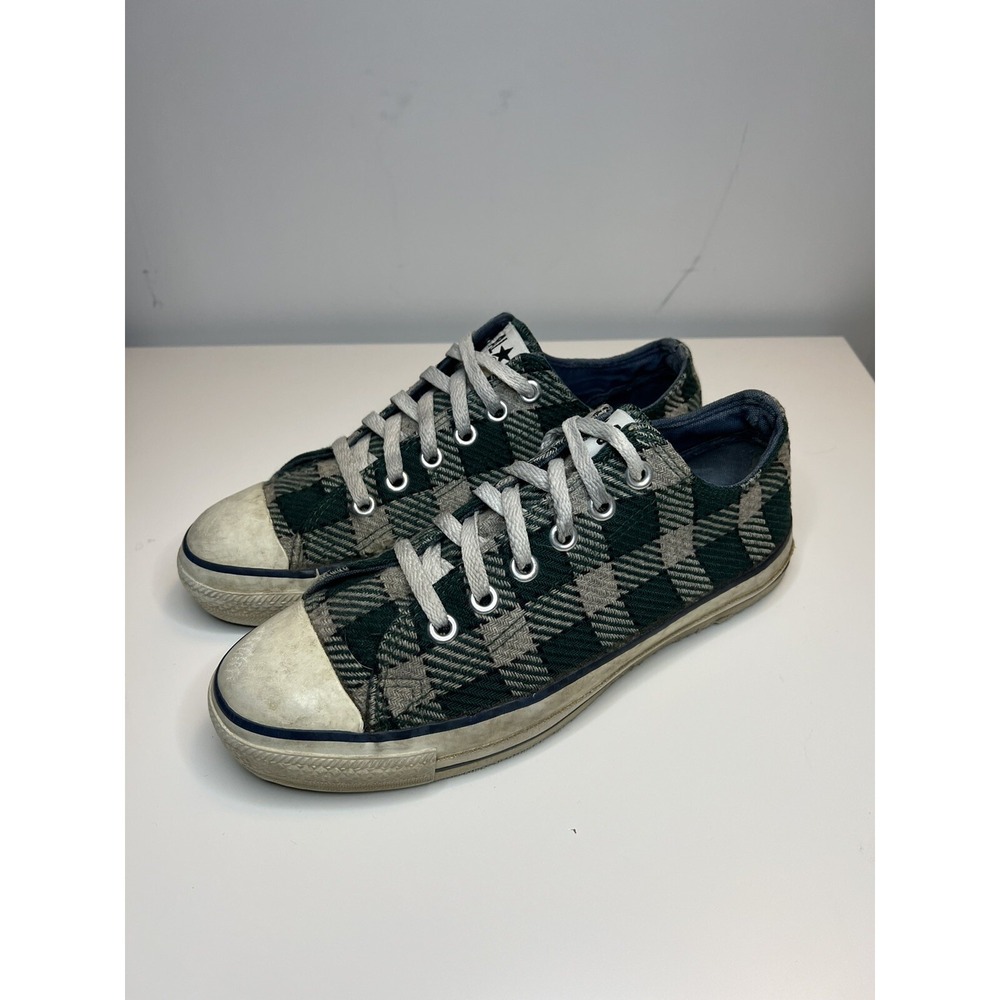 Vintage Converse All Star Plaid Low Top Sneakers Shoes Men's 6 Made In USA RARE